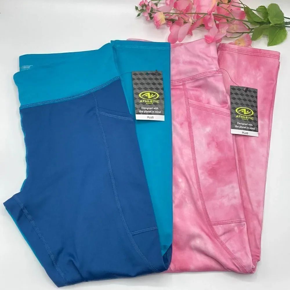 Girls Pull-On Active Athletic Comfy Leggings Pants 2-Pack Size L (10-12) Plus